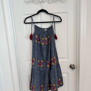 Rocks & Indigo Blue Embroidered Sundress with Tassel Straps.  Size S